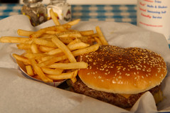 Famous Burger w/Cheese and Famous Fries