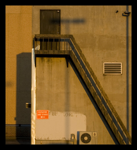 city light sunset urban orange brown white color building sc beautiful lines yellow metal stairs composition contrast concrete rust warm soft paint shadows hard columbia solid