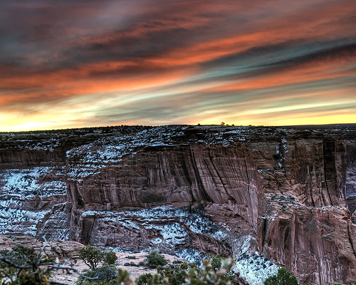 winter arizona snow sunrise canyon navajo canyondechelly hdr navajonation photomatrix