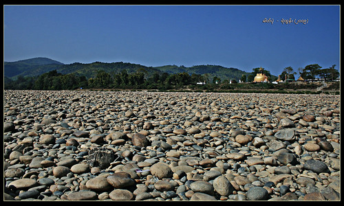 travel blue sky mountain rock start canon river point asia state country pebbles myanmar irrawaddy kachin debries earthasia