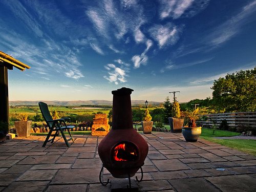 food landscape fire scotland scenery view drink perthshire scenic sunny bluesky patio chiminea gloaming ochilhills newfowlis