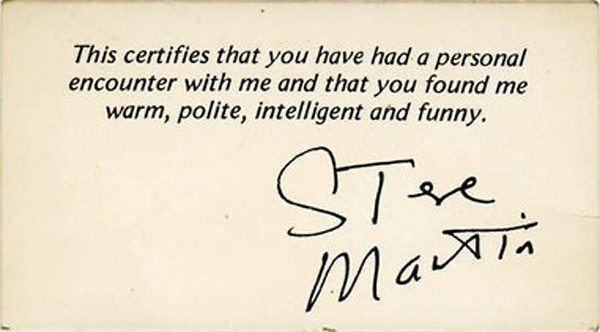 Steve Martin Business Card - Celebrity Business Cards