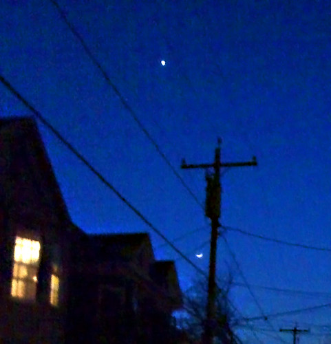blue sky moon night evening venus astronomy powerline schenectady iphone stockade kindofblue