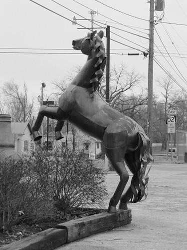 blackandwhite horse statue missouri smalltown stover