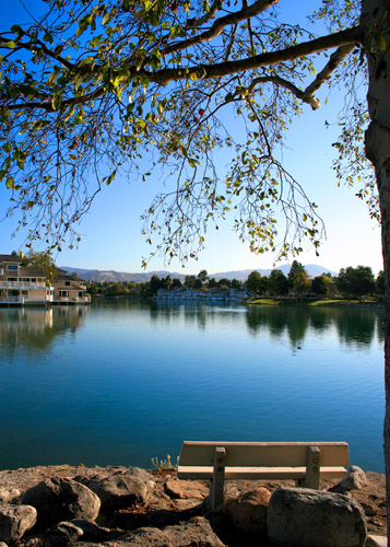 california county ca morning blue trees orange lake reflection tree water rock canon reflections bench landscape photography daylight rocks day view riverside seat united lakes blues peaceful southern socal states gonzalez orangecounty seating benches oc marcie irvine woodbridge califronia marciegonzalez marciegonzalezphotography