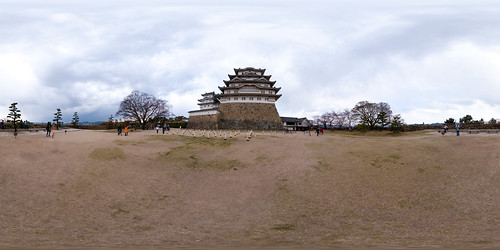 panorama castle japan spring handheld himeji 360x180 himejicastle himejijou equirectangular panotool