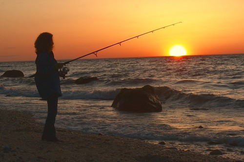 sunset sea sun island fishing long sound touchdown