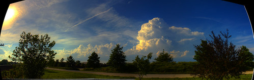 blue trees sunset sky panorama cloud sun yellow clouds canon fluffy trail hdr hugin photomatix t1i