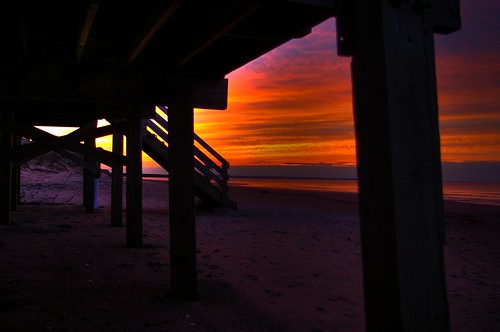 ocean bridge sunset beach clouds stairs sand pentax walk board atlantic pei brackley k100d