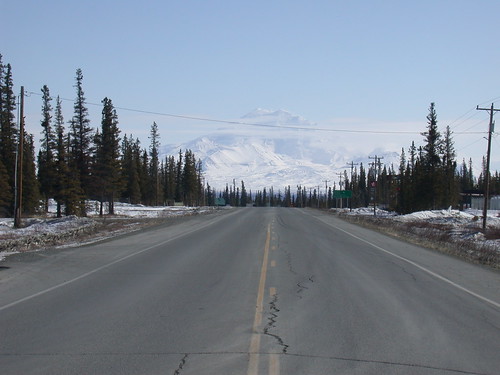 road snow mountains alaska landscape outdoor