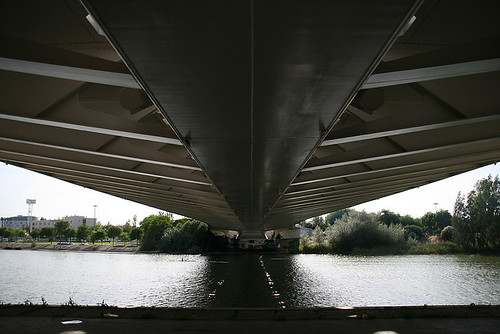 bridge españa water lines architecture geotagged sevilla spain construction steel under structure modernarchitecture santiagocalatrava