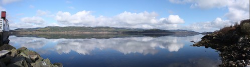 panorama reflection landscape scotland spring argyll kintyre westlochtarbert kennacraig