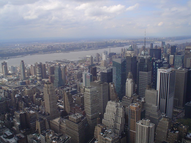 view of manhattan from the top of the empire state building in new york city usa