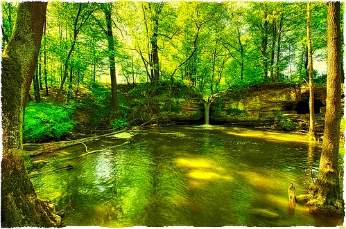 trees waterfall pond czech hdr cesky hdraward hostikovice