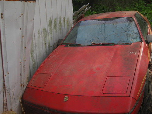 red sports car sport paint pennsylvania neglected front hood fiero pontiac custom job 1985 coupe notchback 2m4