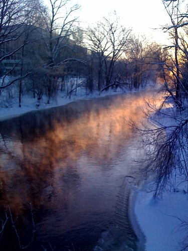 winter snow cold college ice sunrise river campus dawn january msu steam michiganstate redcedar