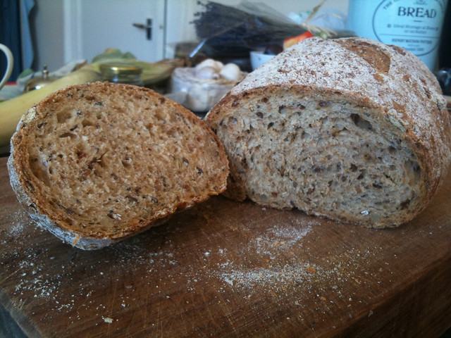 Seeded, malted bread
