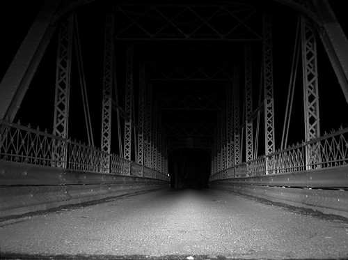 bridge iron darkness perspective angles nighttime girders unusualviewsperspectives
