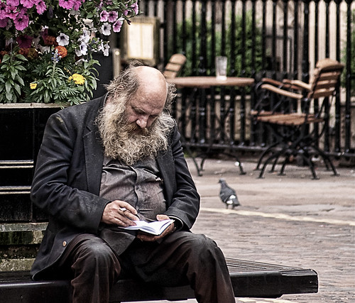 life street york old city flowers white man black color colors photography nikon sitting cigarette centre homeless north center bum busy aged northern vagrant muted d80 deshevilled