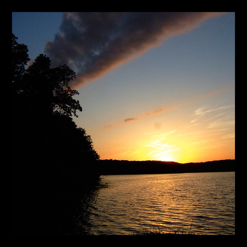 sunset sky usa lake water silhouette clouds landscape illinois scenery lakecharleston