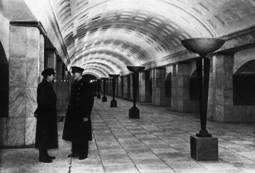 Moscow, subway station Okhotny Ryad. Distribution Hall. (ca. 1935)