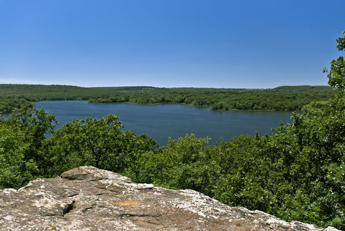 blue trees sky lake green nature water rock landscape view boating overlook 77 okmulgee 77counties