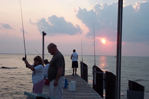 sunset clouds pier fishing louisiana dusk grandisle