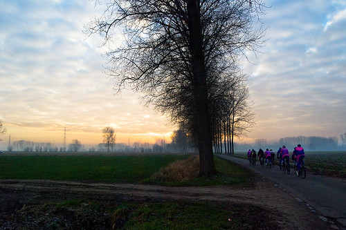 road winter sunset sky bicycle evening
