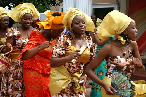 The bridesmaids and the bride dance their entrance