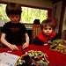 nick and sequoia building a power miners lego kit    MG 2313