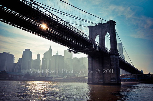 nyc newyorkcity bridge sky sun skyline brooklyn clouds buildings river skyscrapers suspension manhattan east flare burst pier17