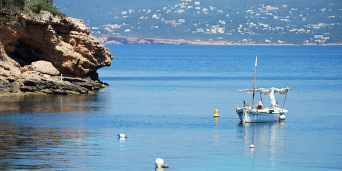 sea summer cliff sun color rock relax boat view ibiza wait buoy