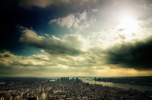 nyc newyorkcity cloud sun newyork skyline geotagged newjersey jerseycity cityscape view esb empirestatebuilding empirestate mudpig stevekelley