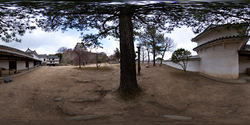 panorama castle japan spring handheld himeji 360x180 himejicastle himejijou equirectangular panotool