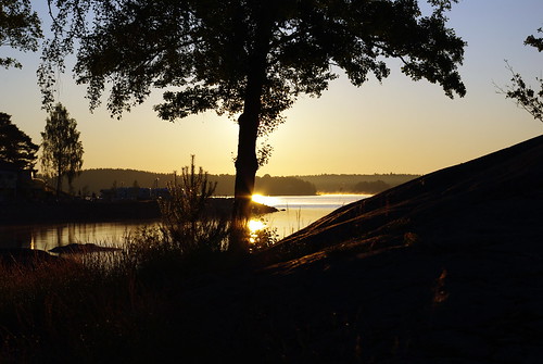 sky sun tree water sunrise pentax sweden dalsland åmål k200d