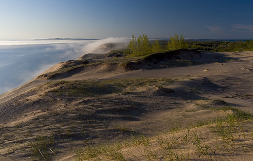 fog landscape sand view michigan dunes lakemichigan shore sleepingbeardunes vast nationallakeshore dunescape lakehsore