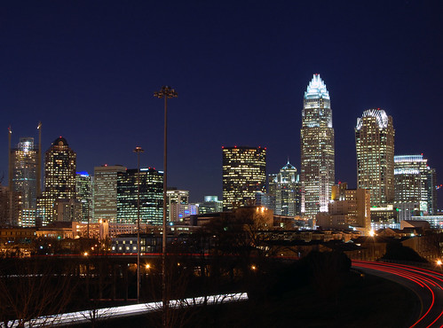city urban building tower skyline night skyscraper evening nc downtown cityscape charlotte dusk central northcarolina center queen uptown freeway highrise cbd independence qc blvd clt 61909ngc