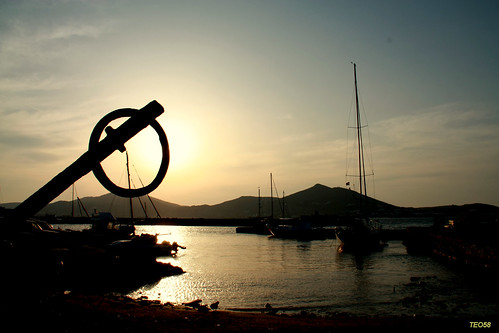 sunset sea port boats island aegean explore anchor paros cyclades naoussa oldanchor
