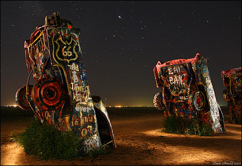 Light painting the Cadillac Ranch