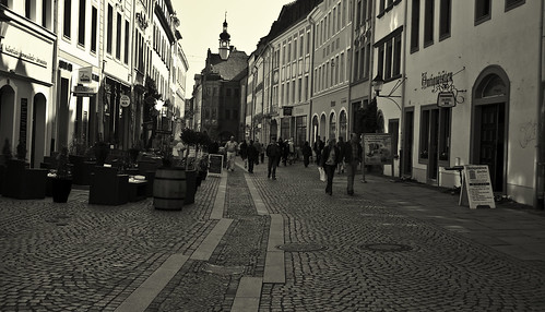 street city shadow sky people bw sun tower sign architecture buildings easter town blackwhite mainstreet cityscape restaurants sunny arches goerlitz architectural tables april townscape cafes canoneos400d andreeagerendy cobbledfloor germanpolishborder gettyimagesgermanyq1