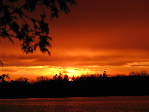 sunset lake water landscape