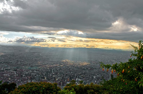 city travel sunset sky urban clouds geotagged smog colombia bogota day cloudy sunbeam monserrate touched exposureblending