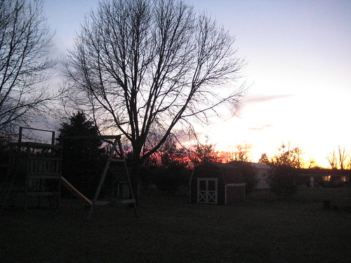 trees sunset home barn backyard indiana swingset