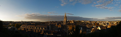 old city sun set de soleil brittany cathedral coucher bretagne medieval ville ancien quimper catedrale