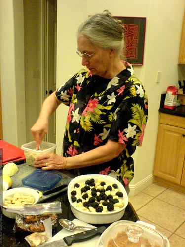 anna making blackberry apple cobbler for my birthday   DSC02309