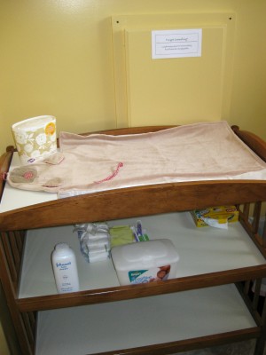 Friar Tuck's Pantry bathroom changing table; thanks for supporting parents!