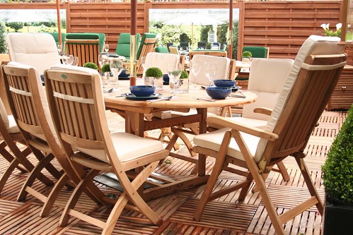 Teak garden furniture and wooden decking