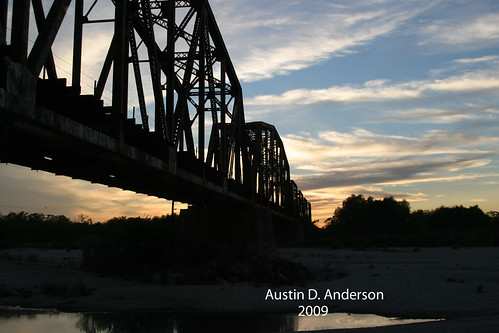 railroad bridge sunset neucesriver