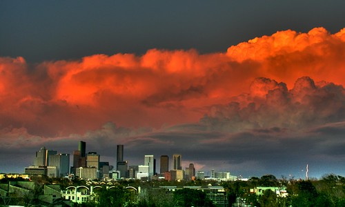 city sunset sky urban usa storm weather skyline architecture clouds buildings downtown cityscape texas skyscrapers houston lightning hdr texasthunderstorms