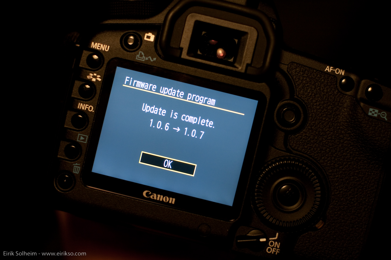 Canon 5D Mark II Firmware Update from 1.0.6 to 1.0.7
